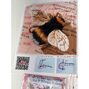 DIY Bee Embroidery Kit - Threads Hoop Tools & Instructions For Buzzing Creativit